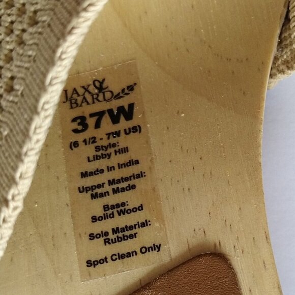 JAX & BARD Shoes Beige Libby Hill Slip On Wooden Clog Sandals 6.5 7 W Sz 37 NEW - Picture 3 of 5